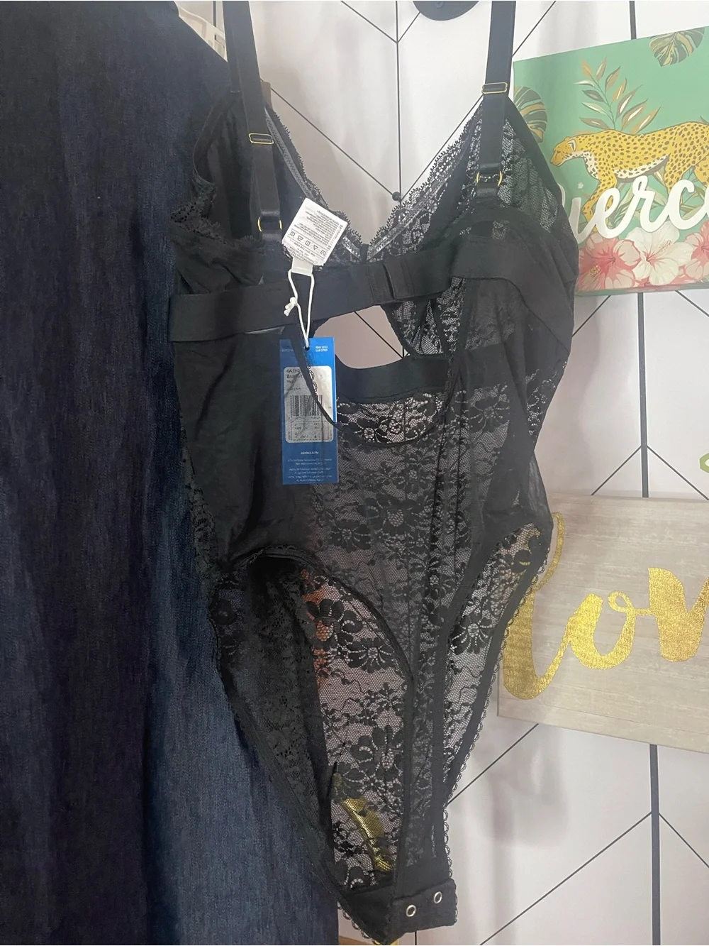 NWT ADIDAS MODERN FLEX LACE BODYSUIT IN BLACK - Picture 3 of 3